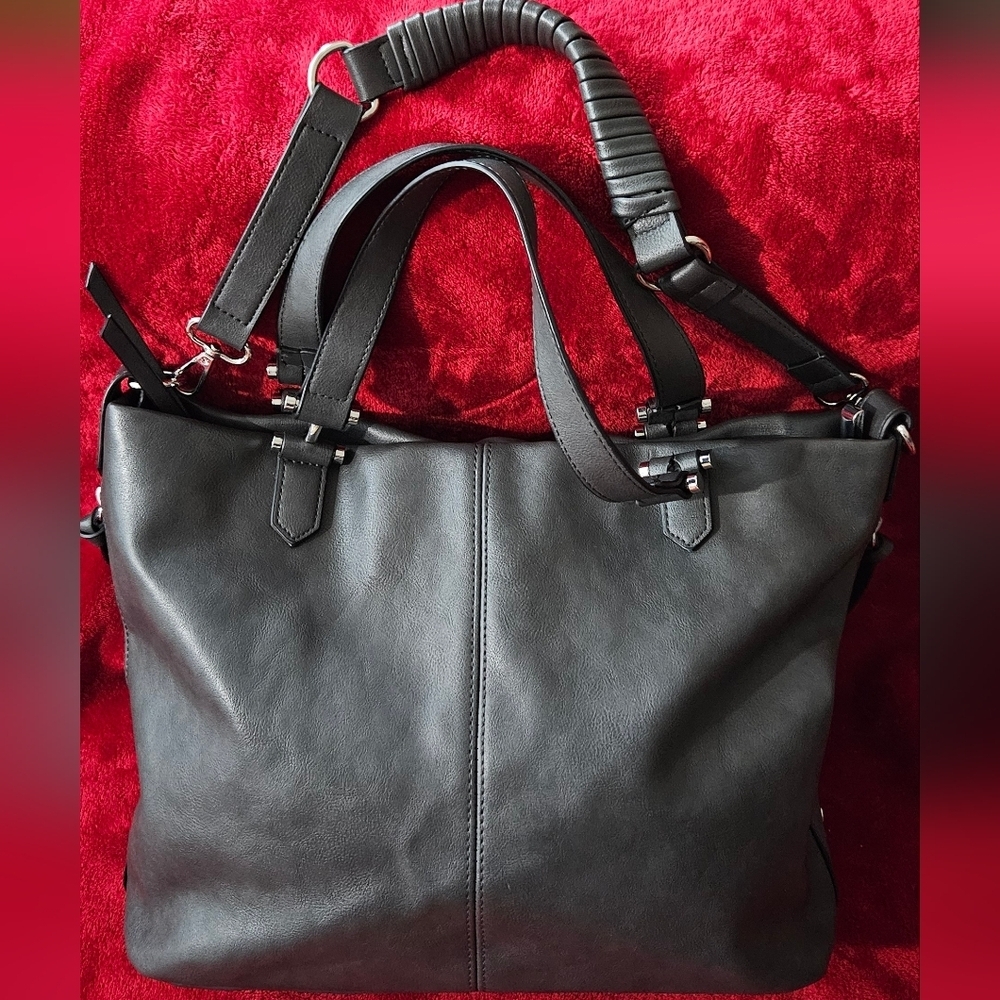 INC International Concepts Eliah Wrap Dark Gray Shoulder/Satchel Bag